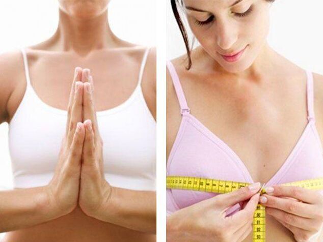 A girl measures the volume of her chest after doing the exercise.